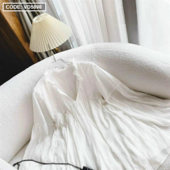 Đầm bbd trắng cổ bèo tay bí - VD5898