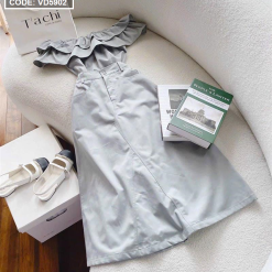 Sét crop kaki bèo trễ vai + chân váy midi kaki - VD5902