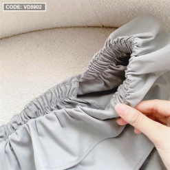 Sét crop kaki bèo trễ vai + chân váy midi kaki - VD5902