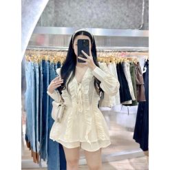 Sét áo pelum viền bèo + short - VD5906