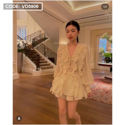 Sét áo pelum viền bèo + short - VD5906