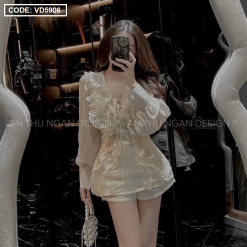 Sét áo pelum viền bèo + short - VD5906