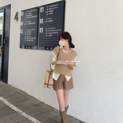 Sét sơ mi sọc kèm ghi lê len - VD5919