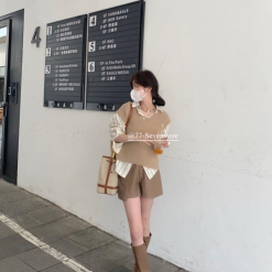 Sét sơ mi sọc kèm ghi lê len - VD5919