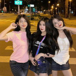 Sét ống trắng ren hoa viền bèo thắt nơ + chân váy jean - VD5924