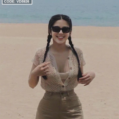 Sét khoác trắng TN kèm crop 2 dây trắng + short nude - VD5926