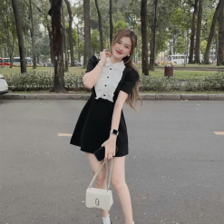 Đầm đen phối cổ trắng bèo - VD5927
