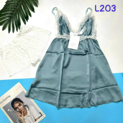 Đầm ngủ 2 dây phối ren màu trơn - DBO3088