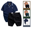Set Bộ Nam Quần Short Kaki Phối Áo Thun Cá Sấu Cổ Bẻ Viền Bo Ngực Thêu Logo Chữ R - SBN063