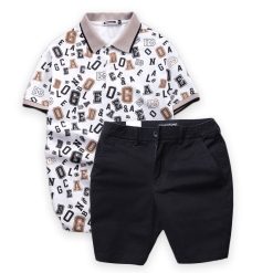 Set Bộ Nam Quần Short Kaki Lưng Thun Phối Áo Thun Polo Cổ Bẻ In Chữ - SBN064