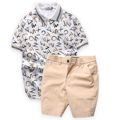 Set Bộ Nam Quần Short Kaki Lưng Thun Phối Áo Thun Polo Cổ Bẻ In Chữ MXO - SBN065