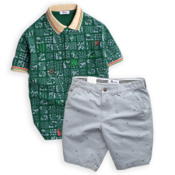 Set Bộ Nam Quần Short Kaki Phối Áo Thun Polo Cổ Bẻ In Hoạ Tiết - SBN066