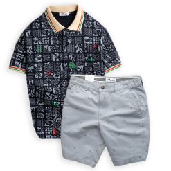 Set Bộ Nam Quần Short Kaki Phối Áo Thun Polo Cổ Bẻ In Hoạ Tiết - SBN066