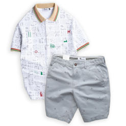Set Bộ Nam Quần Short Kaki Phối Áo Thun Polo Cổ Bẻ In Hoạ Tiết - SBN066