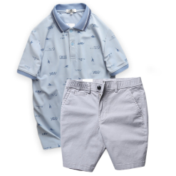 Set Bộ Nam Quần Short Kaki Lưng Thun Phối Áo Thun Polo Nam Cổ Bẻ Hoạ Tiết - SBN068