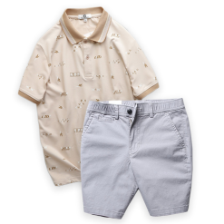 Set Bộ Nam Quần Short Kaki Lưng Thun Phối Áo Thun Polo Nam Cổ Bẻ Hoạ Tiết - SBN068