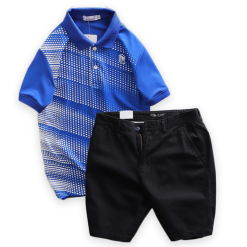 Set Bộ Nam Quần Short Kaki Phối Áo Thun Cổ Bẻ In Chấm Bi - SBN070