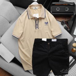 Set Bộ Nam Quần Short Kaki Lưng Thun Phối Áo Thun Pack Horse Polo Cổ Bẻ In Logo Chữ Prefect - SBN071