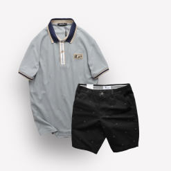 Set Bộ Nam Quần Short Kaki In Hoạ Tiết Phối Áo Thun Polo Cổ Bẻ Logo Chữ Rears - SBN073