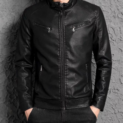 Áo Khoác Da Nam Lót Dù Khoá Kéo Cao Cấp (Có size to 3x) - AK076