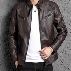 Áo Khoác Da Nam Lót Dù Khoá Kéo Cao Cấp (Có size to 3x) - AK076