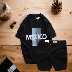 Set Bộ Nam Quần Short Kaki Rurumen Phối Áo Thun Cổ Tròn Big Size - SBN081