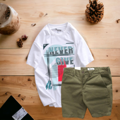 Set Bộ Nam Quần Short Kaki Rurumen Phối Áo Thun Cổ Tròn Big Size - SBN081