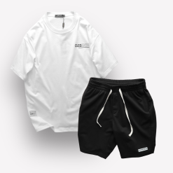 Set Bộ Nam Quần Short Phối Áo Thun Cổ Tròn Unisex In Chữ CLEGENDK Big Size 110kg - SBN082