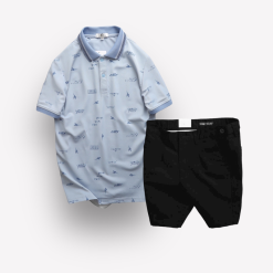 Set Bộ Nam Quần Short Kaki Phối Cúc và Áo Thun Polo Cổ Bẻ Pack Horse In Hoạ Tiết - SBN084