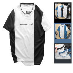 Áo Thun Nam Cổ Tròn Sọc Dọc In Chữ Orgirinal - AB450