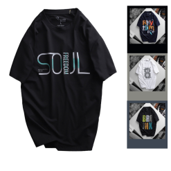 Áo Thun Nam Cổ Tròn Rurumen Màu Đen In Chữ SOUL Big Size - AB455