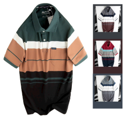 Áo Thun Sọc Nam Trung Niên Cổ Bẻ Có Túi (Có size 3x) - AS051A