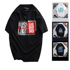 Áo Thun Nam Cổ Tròn Rurumen Màu Đen In Chữ Plus Limit Big Size - AB456