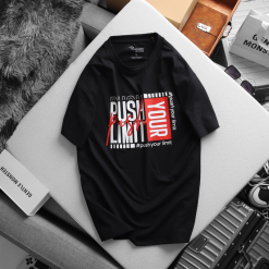 Áo Thun Nam Cổ Tròn Rurumen Màu Đen In Chữ Plus Limit Big Size - AB456