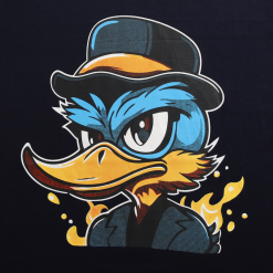 Áo Thun Nam Cổ Tròn Rurumen Màu Xanh Đen In Hình Cool Duck Big Size - AB458