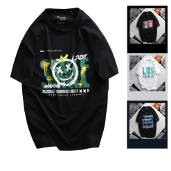 Áo Thun Nam Cổ Tròn Rurumen Màu Đen In Icoin Marshmello Big Size - AB461