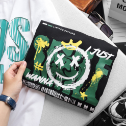 Áo Thun Nam Cổ Tròn Rurumen Màu Đen In Icoin Marshmello Big Size - AB461