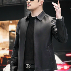 Áo Khoác Da Nam Cổ Bẻ Lót Lông Cao Cấp (Có size to 3x) - AK082