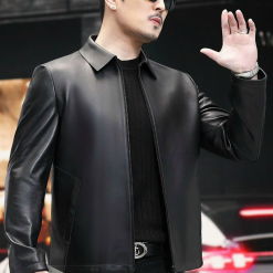 Áo Khoác Da Nam Cổ Bẻ Lót Lông Cao Cấp (Có size to 3x) - AK082