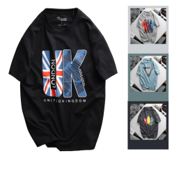 Áo Thun Nam Cổ Tròn Rurumen Màu Đen In Chữ UK Big Size - AB464