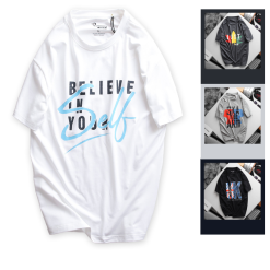 Áo Thun Nam Cổ Tròn Rurumen Màu Trắng In Chữ In Your Self Big Size - AB467