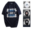 Áo Thun Nam Cổ Tròn Rurumen Màu Xanh Đen In Chữ Always Strong Big Size - AB469