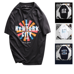 Áo Thun Nam Cổ Tròn Rurumen Màu Xám In Hình NEW YORK CITY Big Size - AB472