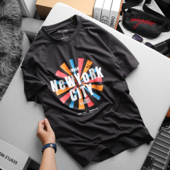 Áo Thun Nam Cổ Tròn Rurumen Màu Xám In Hình NEW YORK CITY Big Size - AB472