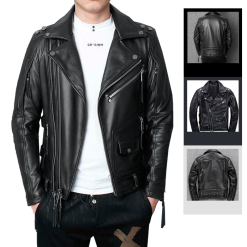 Áo Khoác Da Nam Cổ Bẻ Phối Khoá Zip Cao Cấp (Có Size to 3x) - AK083