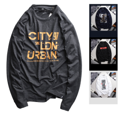 Áo Thun Nam Tay Dài Cổ Tròn Rurumen Màu Xám In Chữ CITY 97 Big Size - AB478