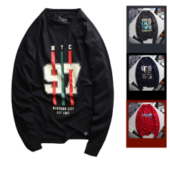 Áo Thun Nam Tay Dài Cổ Tròn Rurumen Màu Đen In Sọc Màu Số 97 Big Size - AB480