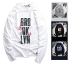 Áo Thun Nam Tay Dài Cổ Tròn Rurumen Màu Trắng In Chữ BROOKLYN Big Size - AB487