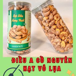 Hạt Điều Cồ A Rang Muối Nguyên Hạt Vỏ Lụa (Loại xuất khẩu) 500g Hộp - 8936208930066