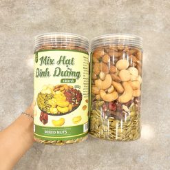 Hạt Mix 5 Vị ( Mắc ca - Hạnh Nhân - Óc Chó - Bí Xanh - Hạt Điều) Đã Tách Vỏ Loại Ngon 500g Hộp Pet - HM5V